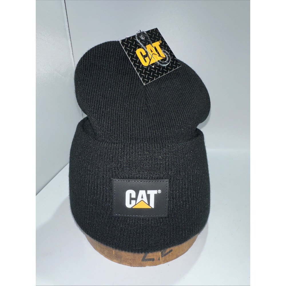 CATERPILLAR CAT Cuff Beanie Black LOGO ‎ Toboggan New With Tags (47)
